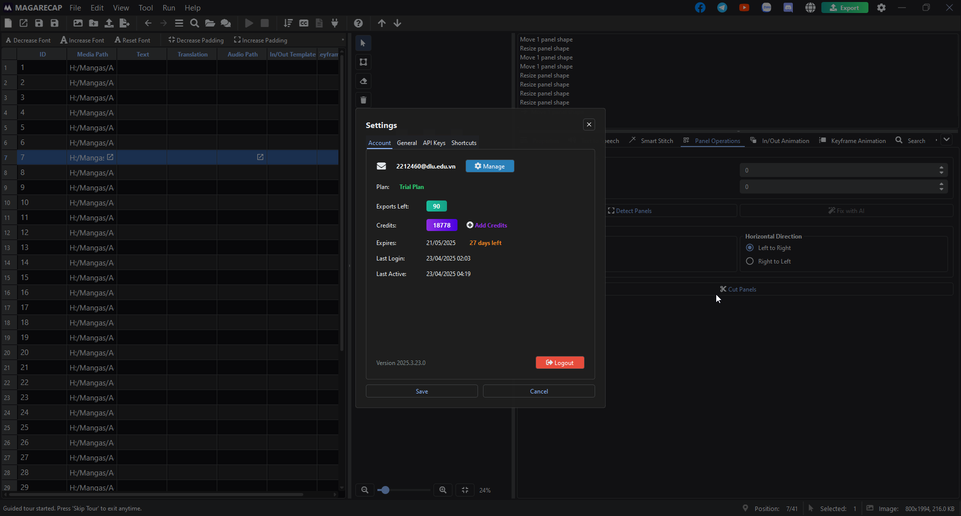 MagaRecap account settings page