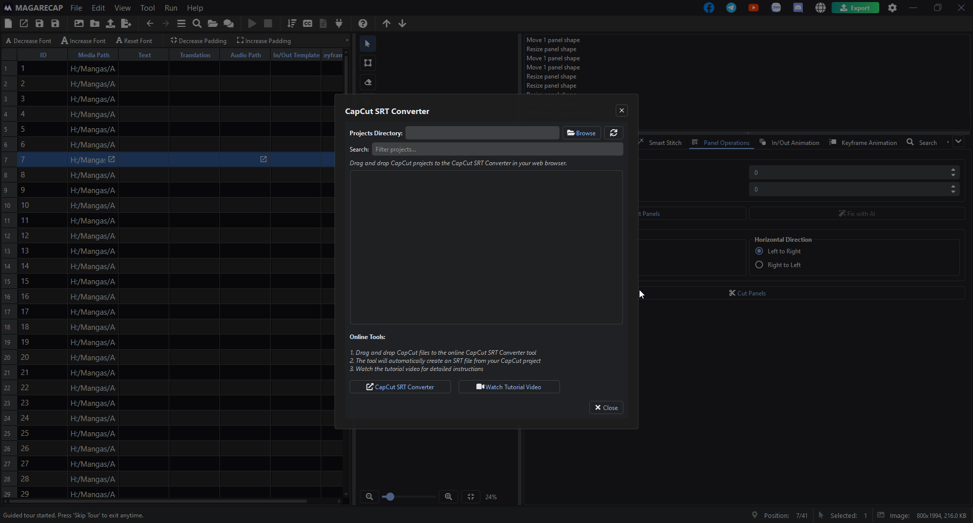 MagaRecap SRT converter tool