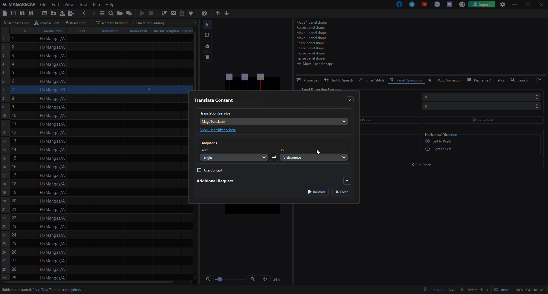 MagaRecap translation feature